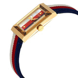Gucci G-Frame Mother of Pearl Dial White Blue Red Nylon Strap Watch For Women - YA147405 Buy Now By Gucci