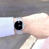 Movado Classic Quartz Black Dial Silver Steel Strap Watch for Men - 0606337 Buy Now By Movado