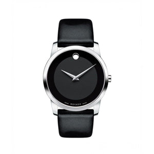 Movado Museum Black Dial Black Leather Strap Watch For Men - 606502 Buy Now By Movado