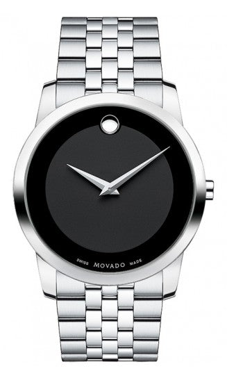 Movado Museum Classic Black Dial Silver Steel Strap Watch For Men - 606504 Buy Now By Movado