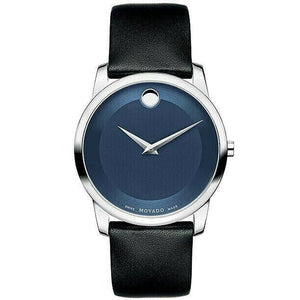 Movado Museum Classic Blue Dial Black Leather Strap Watch for Men - 606610 Buy Now By Movado