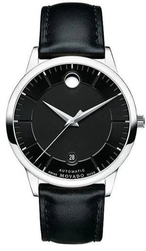 Movado 1881 Automatic Black Dial Black Leather Strap Watch for Men - 606873 Buy Now By Movado