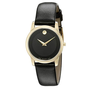 Movado Museum Classic Black Dial Black Leather Strap Watch For Women - 0606877 Buy Now By Movado