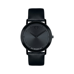 Movado Sapphire Black Dial Black Leather Strap Watch for Men - 606884 Buy Now By Movado