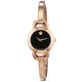 Movado Rondiro 22mm Black Dial Rose Gold Steel Strap Watch For Women - 0607065 Buy Now By Movado