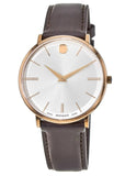 Movado Ultra Slim White Dial Brown Leather Strap Watch For Men - 0607089 Buy Now By Movado