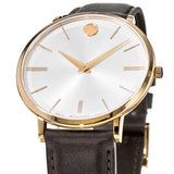 Movado Ultra Slim White Dial Brown Leather Strap Watch For Men - 0607089 Buy Now By Movado
