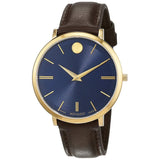 Movado Ultra Slim Blue Dial Brown Leather Strap Watch For Women - 0607092 Buy Now By Movado