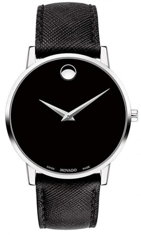 Movado Museum Classic Black Dial Black Leather Strap Watch for Men - 0607194 Buy Now By Movado