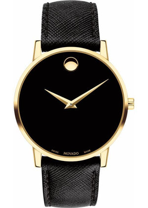 Movado Museum Classic Quartz Black Dial Black Leather Strap Watch for Men - 0607195 Buy Now By Movado