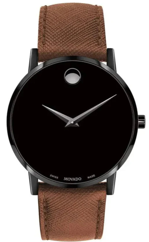 Movado Museum Classic Black Dial Brown Leather Strap Watch for Men - 0607198 Buy Now By Movado