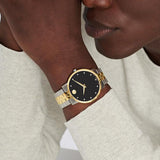 Movado Museum Classic Diamonds Black Dial Two Tone Steel Strap Watch for Men - 0607202 Buy Now By Movado