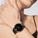 Movado Museum Black Dial Black Leather Strap Watch For Women - 2100006 Buy Now By Movado