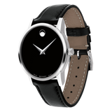 Movado Museum Black Dial Black Leather Strap Watch For Men - 2100002 Buy Now By Movado