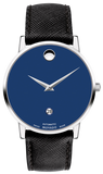 Movado Museum Classic Blue Dial Black Leather Strap Watch for Men - 0607197 Buy Now By Movado