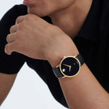 Movado Museum Classic Black Dial Black Leather Strap Watch For Men - 607060 Buy Now By Movado