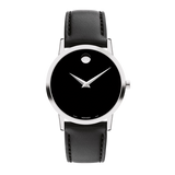 Movado Museum Black Dial Black Leather Strap Watch For Men - 606502 Buy Now By Movado