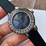 Swarovski Lovely Crystals Mother of Pearl Black Dial Black Leather Strap Watch for Women - 5242898 Buy Now By Swarovski