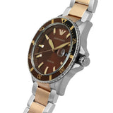 Emporio Armani Diver Quartz Brown Dial Two Tone Steel Strap Watch For Men - AR11340 Buy Now By Emporio Armani