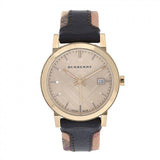 Burberry The City Gold Dial Black Leather Strap Watch for Men - BU9032 Buy Now By Burberry