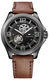 Tommy Hilfiger Bruce Automatic Black Dial Brown Leather Strap Watch for Men - 1791280 Buy Now By Tommy Hilfiger