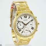 Guess Solar Chronograph Diamonds White Dial Gold Steel Strap Watch for Women - W1069L2 Buy Now By Guess