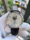 Tissot T Classic Tradition Powermatic 80 Open Heart Silver Dial Brown Leather Strap Watch for Men - T063.907.16.038.00 Buy Now By Tissot