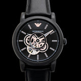 Emporio Armani Luigi Automatic Skeleton Black Dial Black Leather Strap Watch For Men - AR60012 Buy Now By Emporio Armani