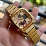 Fossil Retro Analog-Digital Gold Dial Gold Steel Strap Watch for Men - FS5889 Buy Now By Fossil