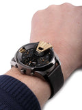 Diesel Uber Chief Two Hand Black Dial Black Leather Strap Watch For Men - DZ7377 Buy Now By Diesel