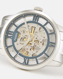 Fossil Townsman Automatic Skeleton Silver Dial Silver Steel Strap Watch for Men - ME3044 Buy Now By Fossil