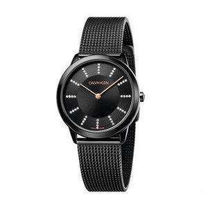 Calvin Klein Minimal Diamonds Black Dial Black Mesh Bracelet Watch for Women - K3M22X2X Buy Now By Calvin Klein