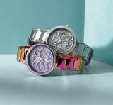 Guess Dahlia Analog Silver Dial Purple Leather Strap Watch For Women - GW0529L4 Buy Now By Guess