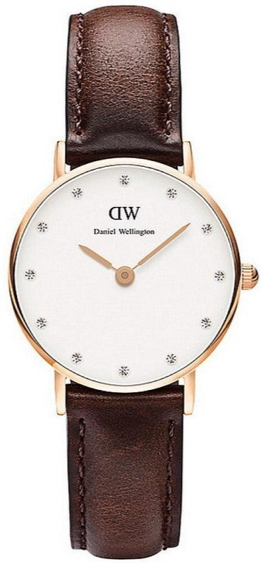 Daniel Wellington Classy Bristol White Dial Brown Leather Strap Watch For Women - DW00100062 Buy Now By Daniel Wellington