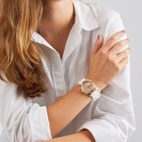 Guess Confetti Crystal Rose Gold Dial White Silicone Strap Watch For Women - W1098L5 Buy Now By Guess