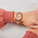 Guess Tri Glitz Quartz Diamonds Rose Gold Dial Rose Gold Mesh Bracelet Watch For Women - W1142L4 Buy Now By Guess