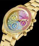 Guess Confetti Chronograph Rainbow Dial Gold Steel Strap Watch For Women - GW0483L4 Buy Now By Guess
