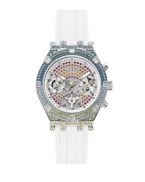 Guess Glitz Pride Limited Edition White Dial White Rubber Strap Watch for Women - GW0407L4 Buy Now By Guess