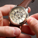 Fossil Townsman Automatic Skeleton Gold Dial Brown Leather Strap Watch for Men - ME3043 Buy Now By Fossil