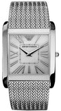 Emporio Armani Super Slim Quartz White Dial Silver Mesh Bracelet Watch For Women - AR2015