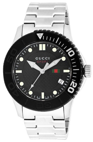 Gucci G Timeless Black Dial Silver Steel Strap Watch For Men - YA126249 Buy Now By Gucci