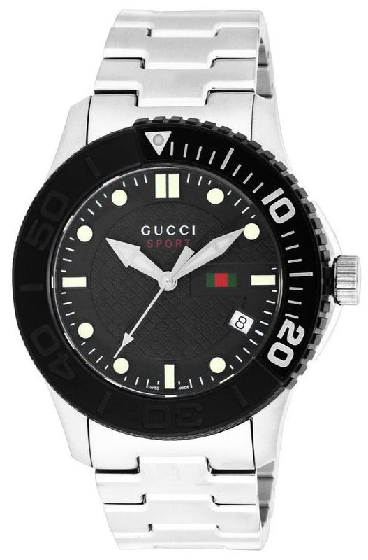 Gucci G Timeless Black Dial Silver Steel Strap Watch For Men - YA126249 Buy Now By Gucci