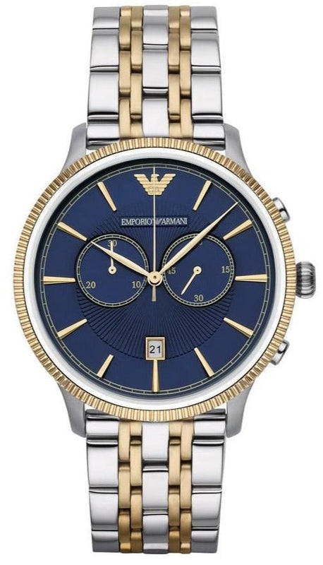 Emporio Armani Classic Blue Dial Two Tone Steel Strap Watch For Men - AR1847 Buy Now By Emporio Armani