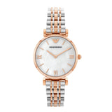 Emporio Armani T Bar Gianni Classic Mother Of Pearl Dial Two Tone Steel Strap Watch For Women - AR1683 Buy Now By Emporio Armani