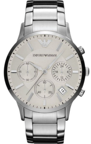 Emporio Armani Renato Chronograph Cream Dial Silver Steel Strap Watch For Men - AR2458 Buy Now By Emporio Armani