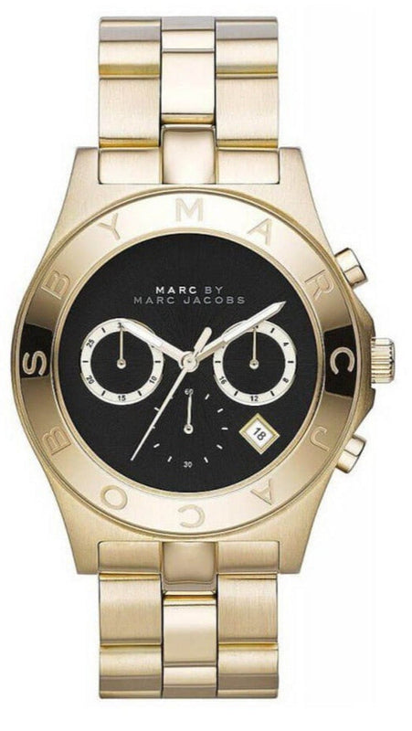 Marc Jacobs Blade Chronograph Black Dial Gold Steel Strap Watch for Women - MBM3309 Buy Now By Marc Jacobs