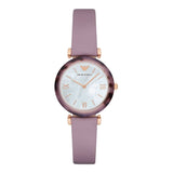 Emporio Armani Gianni Mother of Pearl Dial Purple Leather Strap Watch For Women - AR11003 Buy Now By Emporio Armani