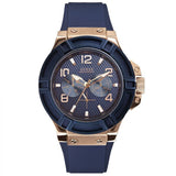 Guess Rigor Blue Dial Blue Silicone Strap Watch For Men - W0247G3 Buy Now By Guess