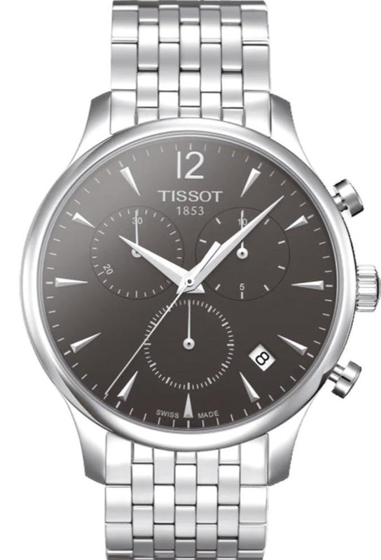 Tissot T Classic Tradition Chronograph Black Dial Silver Steel Strap Watch For Men - T063.617.11.067.00 Buy Now By Tissot