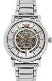 Emporio Armani Meccanico Skeleton Silver Dial Silver Steel Strap Watch For Men - AR1980 Buy Now By Emporio Armani